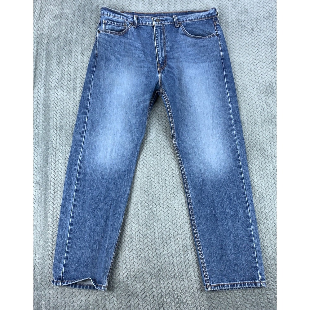 Levis 505 Stretch Jeans Men's 38x30 Blue Denim Straight Leg Faded